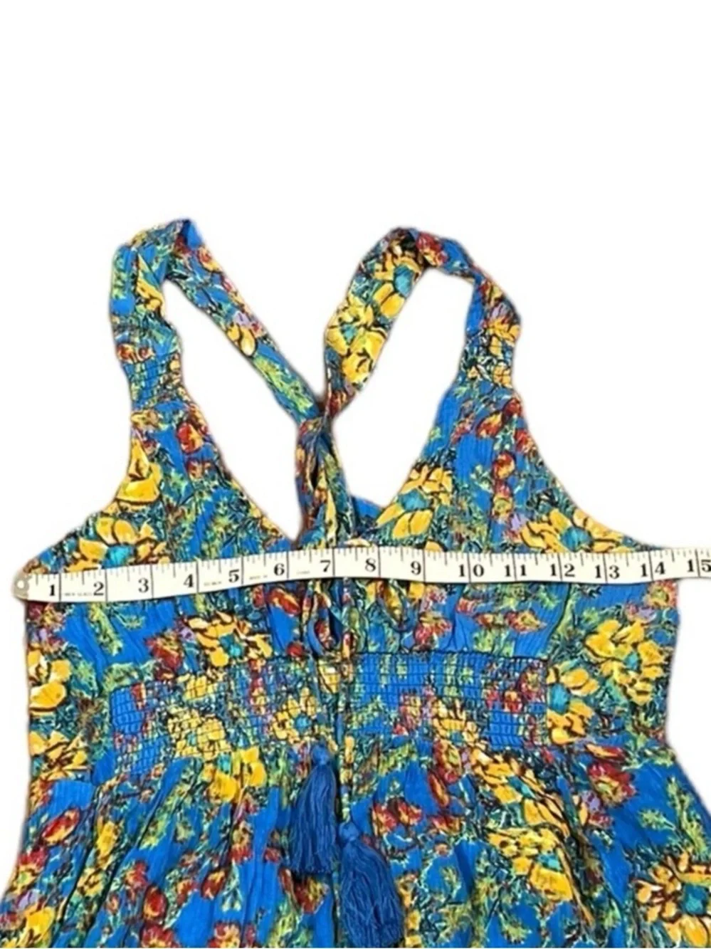Free People‎ Blue Floral Smocked Dress, Size S, NWT